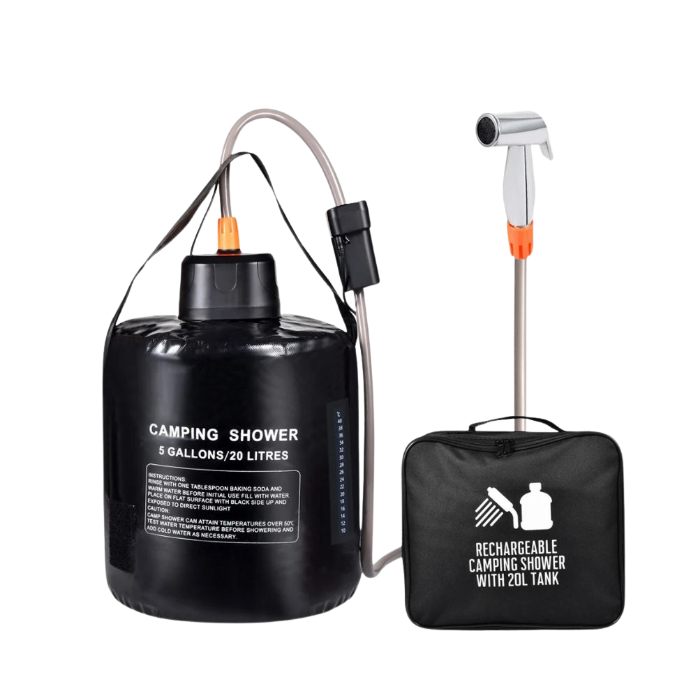 Portable 20L Camping Shower - Rechargeable | Solar Heated